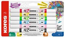 Kores Marker decorativ, set, acrilic, 1-2 mm, față-verso, KORES "K-Kreative", 6 culori diferite, 6 buc