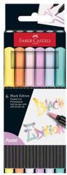 Faber-Castell Markere cu pensulă, FABER-CASTELL „Black Edition, 6 culori pastelate diferite, 6 buc