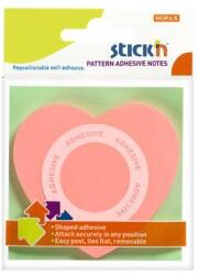 STICK N Blocnotes autoadeziv, inimă, 70x70 mm, 50 de coli, STICK N, roz, 50 de coli