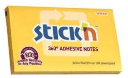 STICK N Blocnotes autoadeziv, 76x127 mm, 100 coli, STICK N "360°, galben, 100 coli