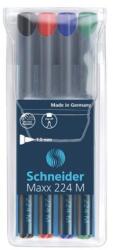 Schneider Marker permanent, set, OHP, 1 mm, SCHNEIDER "Maxx 224 M", 4 culori diferite, 4 buc