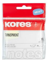 KORES Blocnotes autoadeziv, 75x75 mm, 75 de coli, KORES, transparent, 75 de coli
