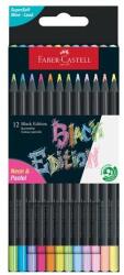 Faber-Castell Creioane colorate, set, triunghiulare, FABER-CASTELL "Black Edition", 6-6 culori neon și pastel diferite, 12 buc