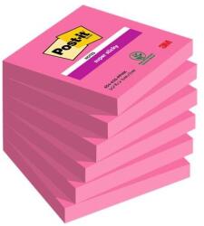 3M POSTIT Blocnotes autoadeziv, 76x76 mm, 6x90 coli, 3M POSTIT "Super Sticky", roz, 540 coli