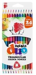 ICO Creioane colorate, cu 2 vârfuri, formă triunghiulară, ICO "Arici", 24 de culori diferite, 12 buc