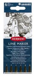 Derwent Liner, set, 0, 05/0, 1/0, 2/0, 3/0, 5/0, 8 mm, DERWENT "Marker liniar", negru, 6 buc