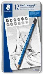 STAEDTLER Creioane grafice, set, cutie de tablă, hexagonale, STAEDTLER "Mars Lumograph 100", 12 durități diferite, 12 buc