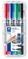 STAEDTLER Marker permanent, set, F/M, 0, 6/1, 5 mm, vârf conic, cu 2 vârfuri, STAEDTLER "Lumocolor Duo", 4 culori diferite, 4 buc