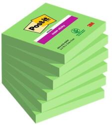 3M POSTIT Blocnotes autoadeziv, 76x76 mm, 6x90 coli, 3M POSTIT "Super Sticky", verde, 540 coli