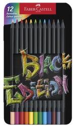 Faber-Castell Creioane colorate, set, triunghiulare, în cutie de tablă, FABER-CASTELL "Black Edition", 12 culori diferite, 12 buc