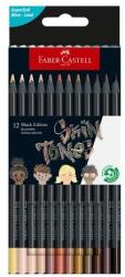 Faber-Castell Creioane colorate, set, triunghiulare, FABER-CASTELL "Black Edition", 12 nuanțe diferite de piele, 12 buc
