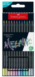 Faber-Castell Creioane colorate, set, triunghiulare, FABER-CASTELL "Black Edition", 12 culori metalice diferite, 12 buc