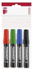 ICO Marker permanent, set, 1-3 mm, vârf conic, ICO "Permanent 11", 4 culori diferite, 4 buc