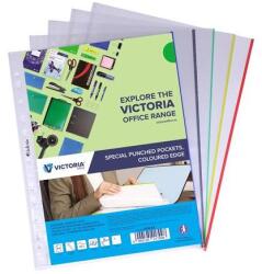 Victoria Copertă Euro, cu chenar colorat, A4, 50 microni, transparentă, VICTORIA OFFICE, mix de culori, 25 buc