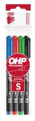 ICO Marker permanent, set, OHP, 0, 3 mm, S, ICO, 4 culori diferite, 4 buc