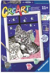 Ravensburger - CreArt pictura pe numere pentru copii pisicute somnoroase cu pietre sclipitoare - RVSPBN20213 (RVSPBN20213)