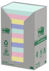 3M POSTIT Blocnotes autoadeziv, 38x51 mm, 24x100 coli, ecologic, 3M POSTIT "Nature", amestec de culori pastelate, 2400 coli