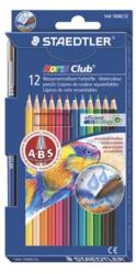 STAEDTLER Creioane acuarelă, set, hexagonale, cu pensulă, STAEDTLER "Noris® aquarell 144 10", 12 culori diferite, 12 buc