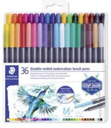 STAEDTLER Markere în formă de pensulă, set, 0, 5-0, 8/1, 0-6, 0 mm, față-verso, STAEDTLER "3001", 36 de culori, 36 buc