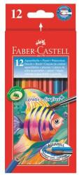 Faber-Castell Creioane acuarelă, set, hexagonale, cu pensulă, FABER-CASTELL, 12 culori diferite, 13 buc
