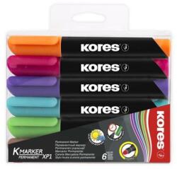 Kores Marker permanent, 3 mm, vârf conic, KORES "K-Marker XP1", 6 culori diferite, 6 buc