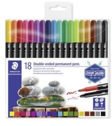 STAEDTLER Marker permanent, set, față-verso, 0, 5/3, 0 mm, STAEDTLER "3187", 18 culori diferite, 18 buc