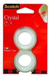 3M Bandă adezivă, 19 mm x 7, 5 m, 3M SCOTCH "Crystal", 2 buc