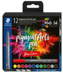 STAEDTLER Marker în formă de pensulă, set, STAEDTLER „Pigment brush 371, 12 culori de bază diferite, 12 buc