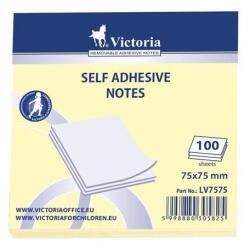 Victoria Office Blocnotes autoadeziv, 75x75, 100 de coli, VICTORIA OFFICE, galben, 100 de coli