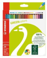 STABILO Creioane colorate, hexagonale, STABILO "GreenColours", 24 de culori, 24 buc