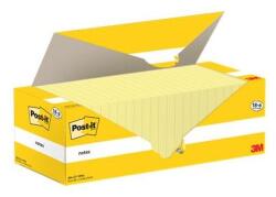 3M POSTIT Blocnotes autoadeziv, 76x76 mm, 18+6x100 coli, 3M POSTIT, galben, 2400 coli
