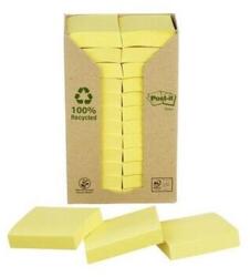 3M POSTIT Blocnotes autoadeziv, 38x51 mm, 24x100 coli, ecologic, 3M POSTIT, galben, 2400 coli