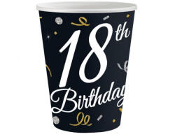  Happy Birthday 18 B&C papír pohár 6 db-os 200 ml (MLG151138) - aprotalpak