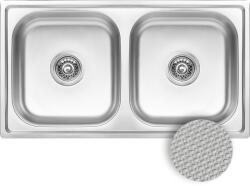 Kuchinox Standard, 2 rekeszes rozsdamentes mosogató 780x430x195 mm, rovátkolt díszítéssel, acél, LAV-SKS_320T (LAV-SKS_320T)