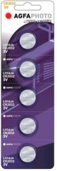 Solight Gombos lítium elem AgfaPhoto CR2032, 3 V, buborékfólia 5 db, lítium