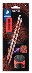 STAEDTLER Grafitceruza készlet, hegyezővel és radírral, HB keménység, STAEDTLER "Norix® 181", korallpiros, 4 db