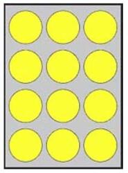 APLI Címkék, kerek, átmérő: 60 mm, színes, APLI, neon sárga, 240 címke/csomag, 20 ív