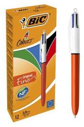 BIC Golyóstoll, 0, 3 mm, nyomómechanizmussal, 4 színnel, BIC "4 Colors Fine
