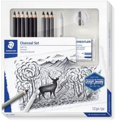 STAEDTLER Grafitceruza, hegyezővel, radírral, STAEDTLER "Mars Lumograph 100 C", 6 különböző keménységű, 12 db