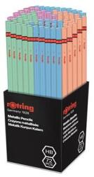 rOtring Grafitceruza, állványos, HB, hatszögletű, ROTRING "METALLIC", színkeverék, 72 db