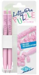 WEDO Géltoll, nyomómechanizmussal, 62 betűkarikával, 2 db, WEDO "Letter Pen Puzzle", rózsaszín, 2 db