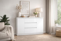  SIMPLE komód 120 cm, 2 ajtó 3 fiók, fehér (wipPUSIKO23BBBBK05020)