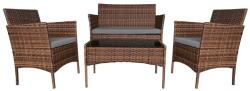Klubfotel Rattan bútorkészlet MADERA - barna/szürke párnák