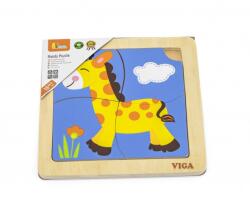 Viga Toys Puzzle din lemn din 4 piese mari - cal (51312)