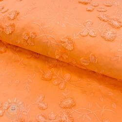  Pamutvászon EMBROIDERY Catchy leaves orange