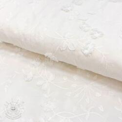  Pamutvászon EMBROIDERY Catchy leaves off white