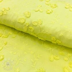  Pamutvászon EMBROIDERY Catchy leaves lime
