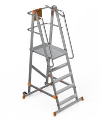 CRIANO Scara industriala rabatabila (pliabila) din aluminiu cu 4 trepte si platforma h=132cm, inaltime de lucru 3, 3m - CNO-SME-FWPL14 (CNO-SME-FWPL14) - zoomzi
