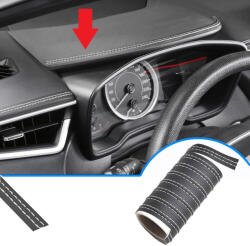 AVEX Banda decorativa pentru interiorul vehiculului, lungime 2m, din piele ecologica, culoare Neagra + cusatura Alba (AVX-DA105A)