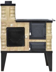 eSemineu Terracotta stove Cream Rustic boot type with cast iron door 8 kW left